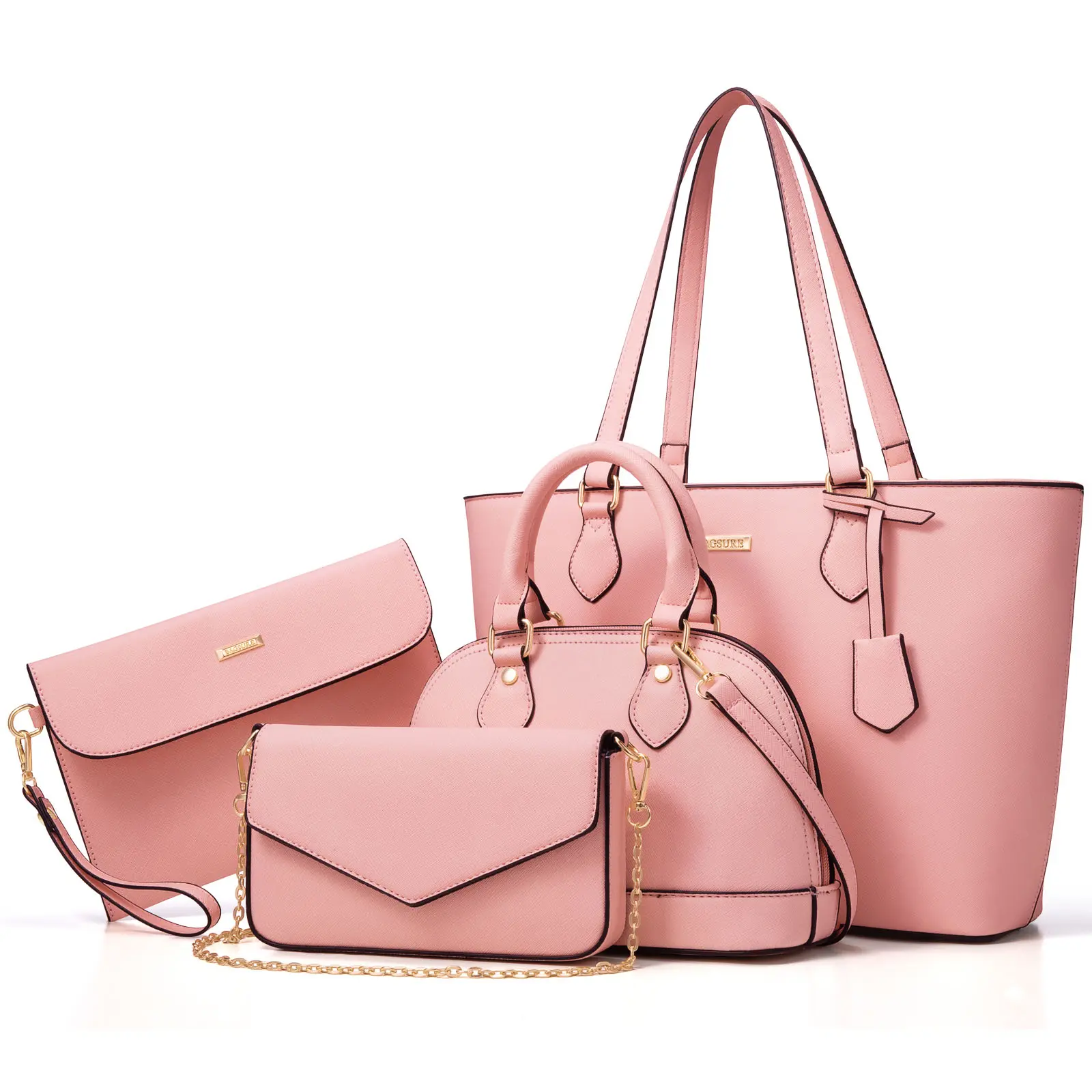 BAGSURE Women's 4PCS Purses Set - Synthetic Leather Fashion Tote Bags(Largest bag: 10.5 x 13 inches), Crossbody Bag & Wallet Combo, Durable Organizer, Womens Gifts, Accessories for Women, Gifts For Women tiktokshopbacktoschool