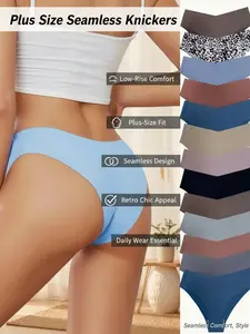 13 PCS Low-Rise Plus-Size Women's Underwear Soft Smooth Experience Without Restriction Retro Chic Basic Panties for Everyday Wear