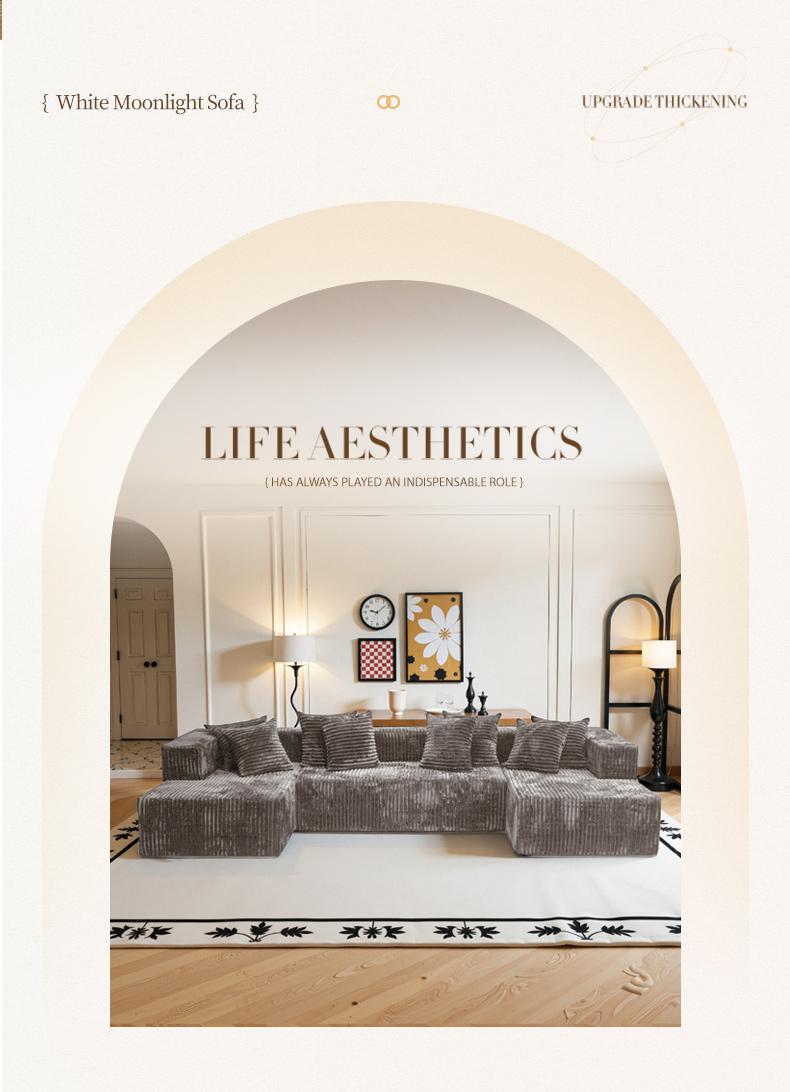 【3 Packages shipping】132"U-Shape Modular Sectional CouchSofa Compressed Corduroy Modern Sleeper Sofafor Living Room,Space-Efficient Modular FloorSofa with Soft Velvet Fabric and Deep SeatSofaConvertible Corduroy Sectional Couch bed plus