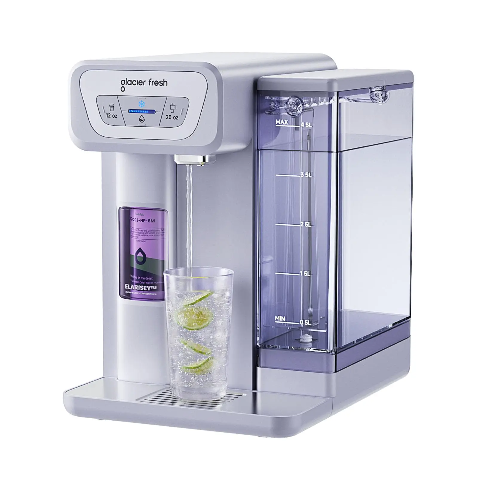 Glacier Fresh Coolon Countertop Cold Water Dispenser with Elarisey Nanofiber Membrane Filtration, Zero Wastewater System, Instant Chilling, 40oz Cooling Capacity, Removes 99.9% PFAS & Heavy Metals, Low Noise, Plug & Play, NSF42&53/FCC/CA65 Certified. tikt