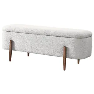 Sasha Ivory Boucle Storage Bench
