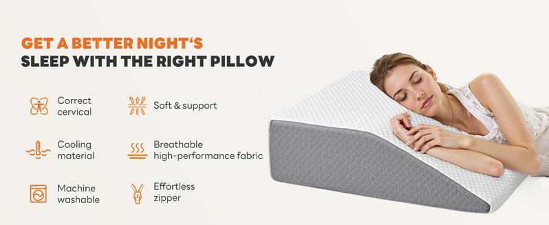Wedge Pillow, Body Pillow for Sleep Apnea, Neck Pain Relief, Post Surgery, Sleeping Comfort, Acid Reflux, Heartburn, Back Pain Relief and Snoring