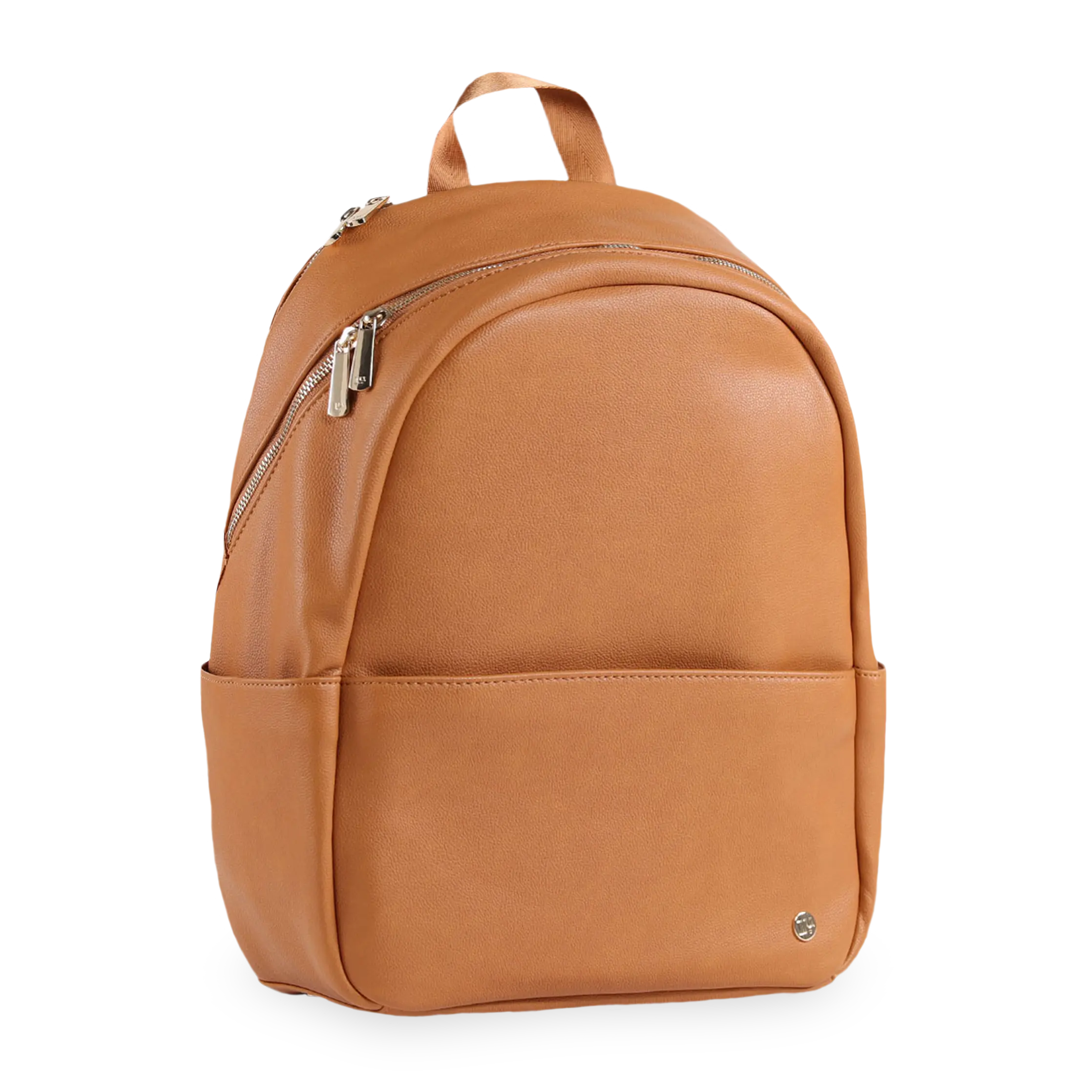 Skyline Cognac Faux Leather Diaper Bag Backpack for Parents - Stylish Aesthetic Casual Travel Backpack for Women, with Gold Hardware, Pockets, Included Changing Pad