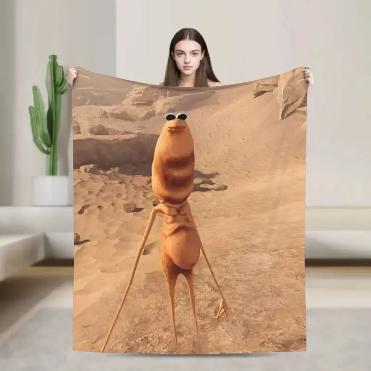 Marcus the Worm Funny Meme Print Blanket - Super Soft Cozy Bedspread with Iconic Worm Design, Machine Washable Winter Warmth for s,, - Viral Meme Bed Cover for & or Dorm Room Decor