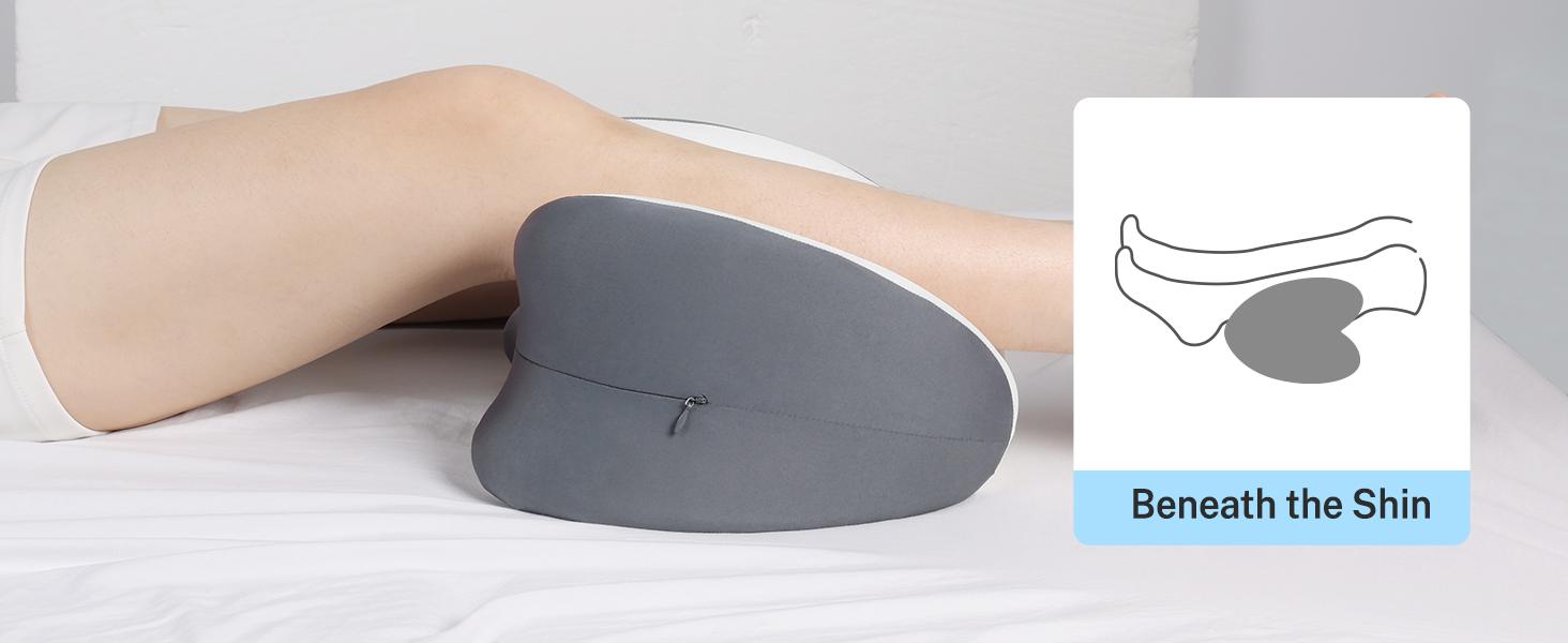 Knee Pillow for Side Sleepers, Leg Pillow with Cooling Cover, Memory Foam Leg Pillow for Side Sleeping, Heart-Shape Cushion for Hip, Back & Sciatica Pain Relief, Grey，Mother's Day Gift