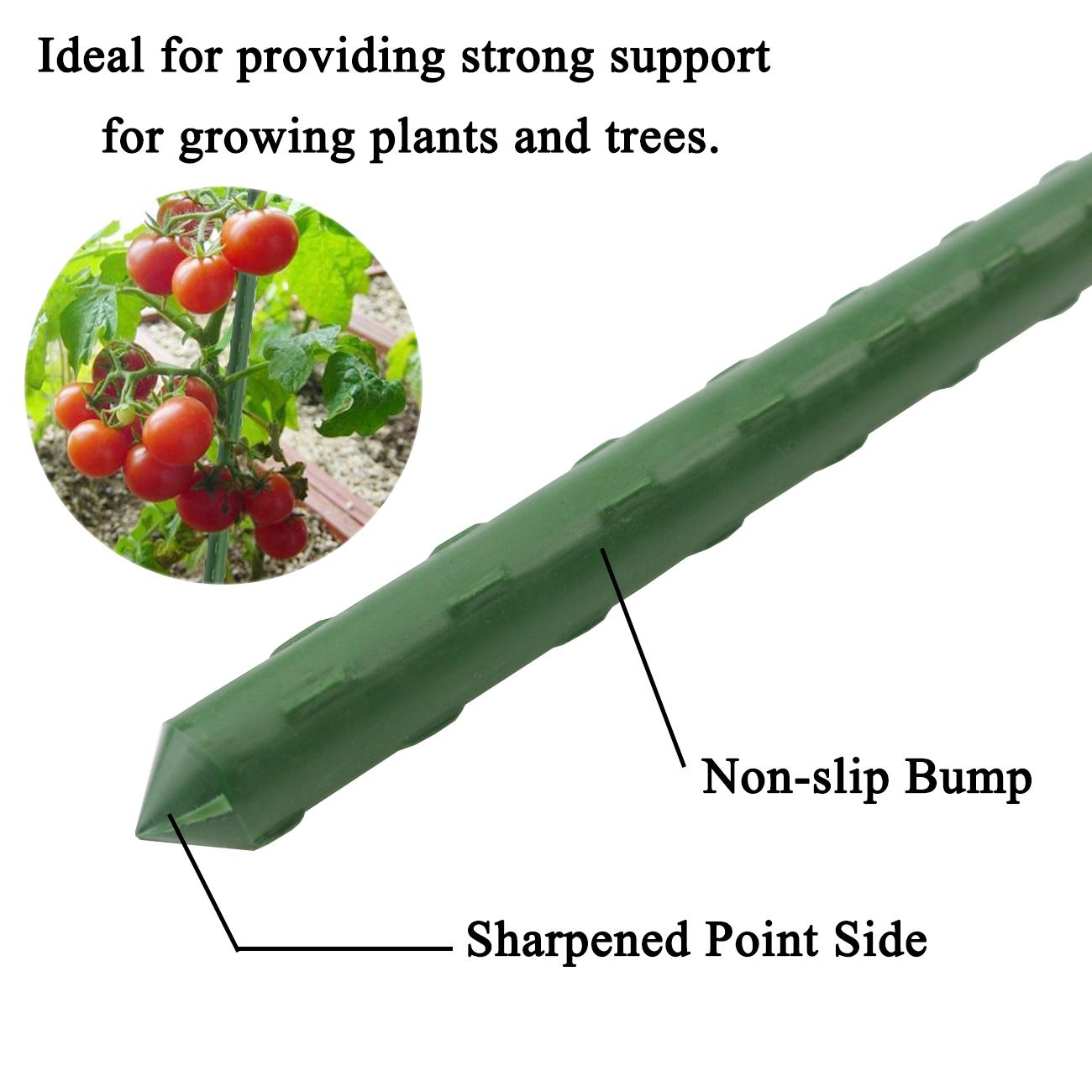 SUNNYGLADE 48" Plant Stakes Garden Tomato Sticks Durable Metal & Green Plastic Coated Supports for Potted Plants with Non-Slip Bump Design & Sharp Points for Easy Placement SUNNYGLADE 48" Plant Stakes Garden Tomato Sticks Durable Metal & Green Plastic Coated Supports for Potted Plants with Non-Slip Bump Design & Sharp Points for Easy Placement