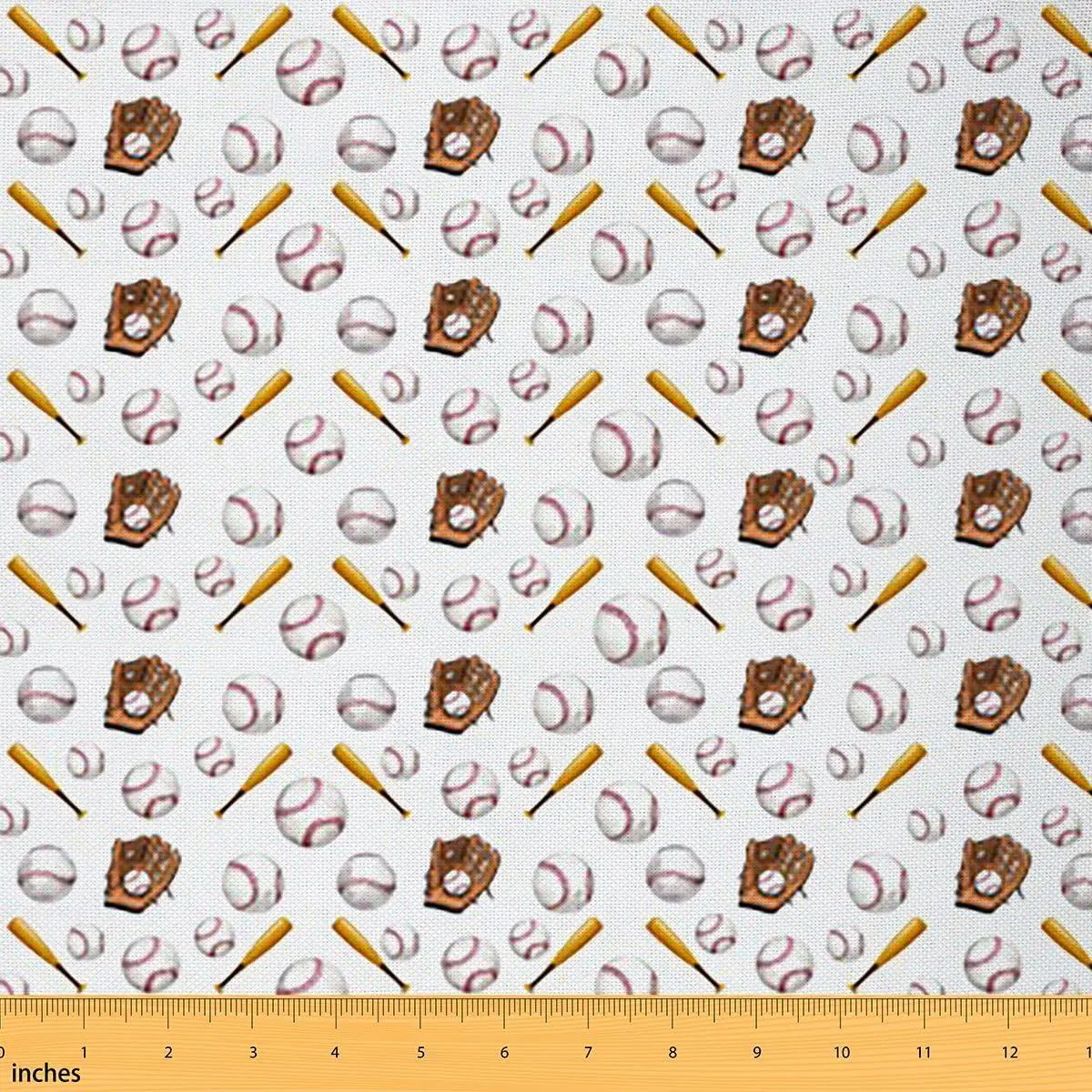 Feelyou Baseball Print Polyester Fabric by the Yard - Medium Weight, Soft, Non-Stretch, Waterproof, DIY-Friendly Sports Fabric for Home DIY Projects, Outdoor Decor, Yard Bolt