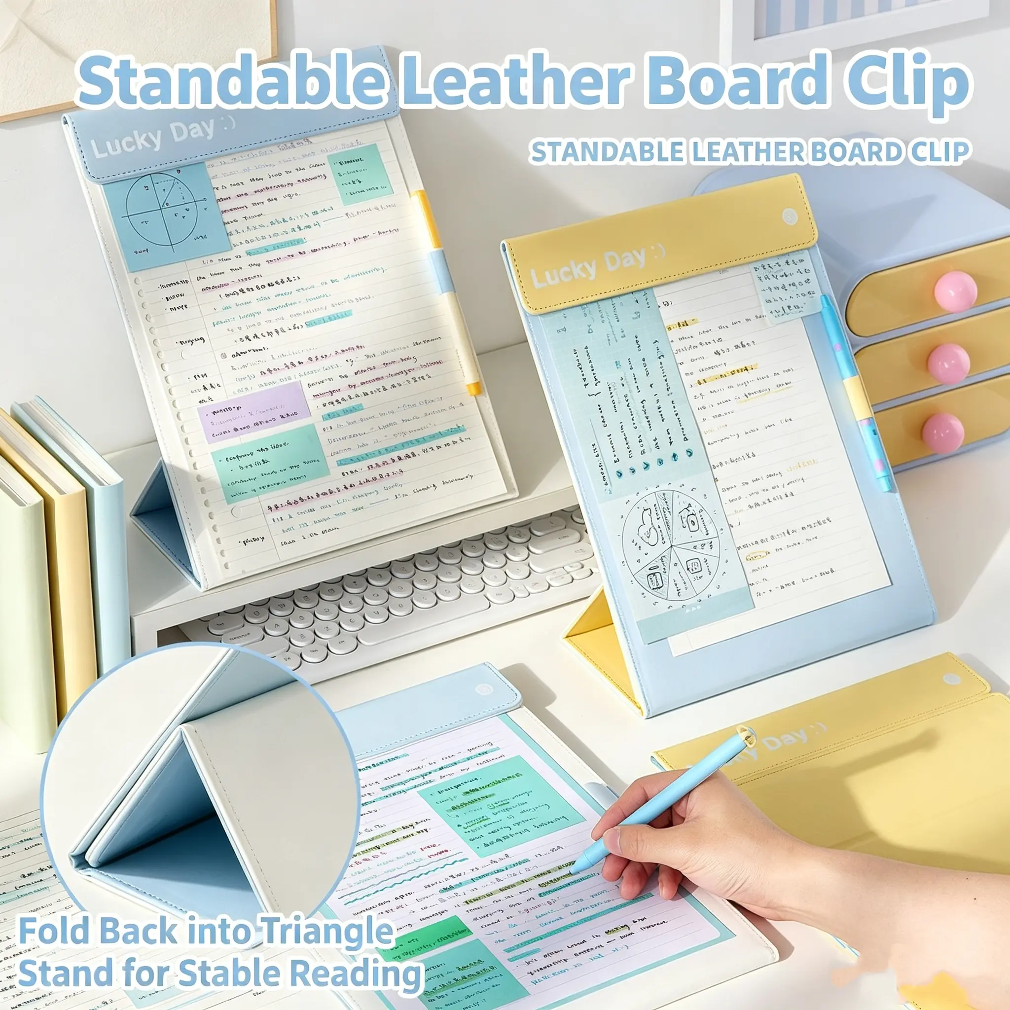 EpenGo A4 Contemporary PU Leather Clipboard Folio - Portable Magnetic Clip Writing Board, Full Cover Document Holder, Desk Organizer for Office, Classroom, Folder Organizer For Desk