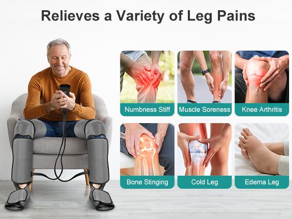 Nekteck Leg Massager for Circulation and Pain Relief Air Compression Foot Calf Thigh Massager with 2 Heat and 3 Vibration 6 Modes 3 Intensities