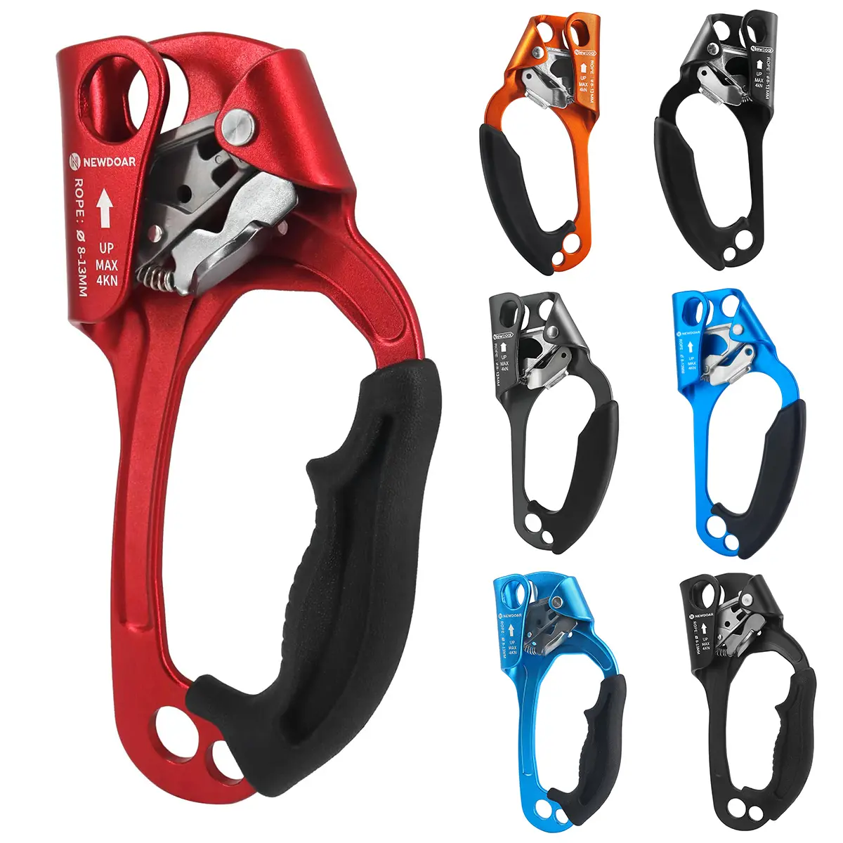 NEWDOAR Hand Ascender with Carabiner - UIAA & CE Certified, 8-13MM Rope Clamp, Compact Shape, Adjustable Foot Loop, 224g/0.52 lbs Lightweight Polyester-Aluminum Alloy Frame, Steady for Rock Climbing, Roofing, Hand Ascender Keeps You Steady