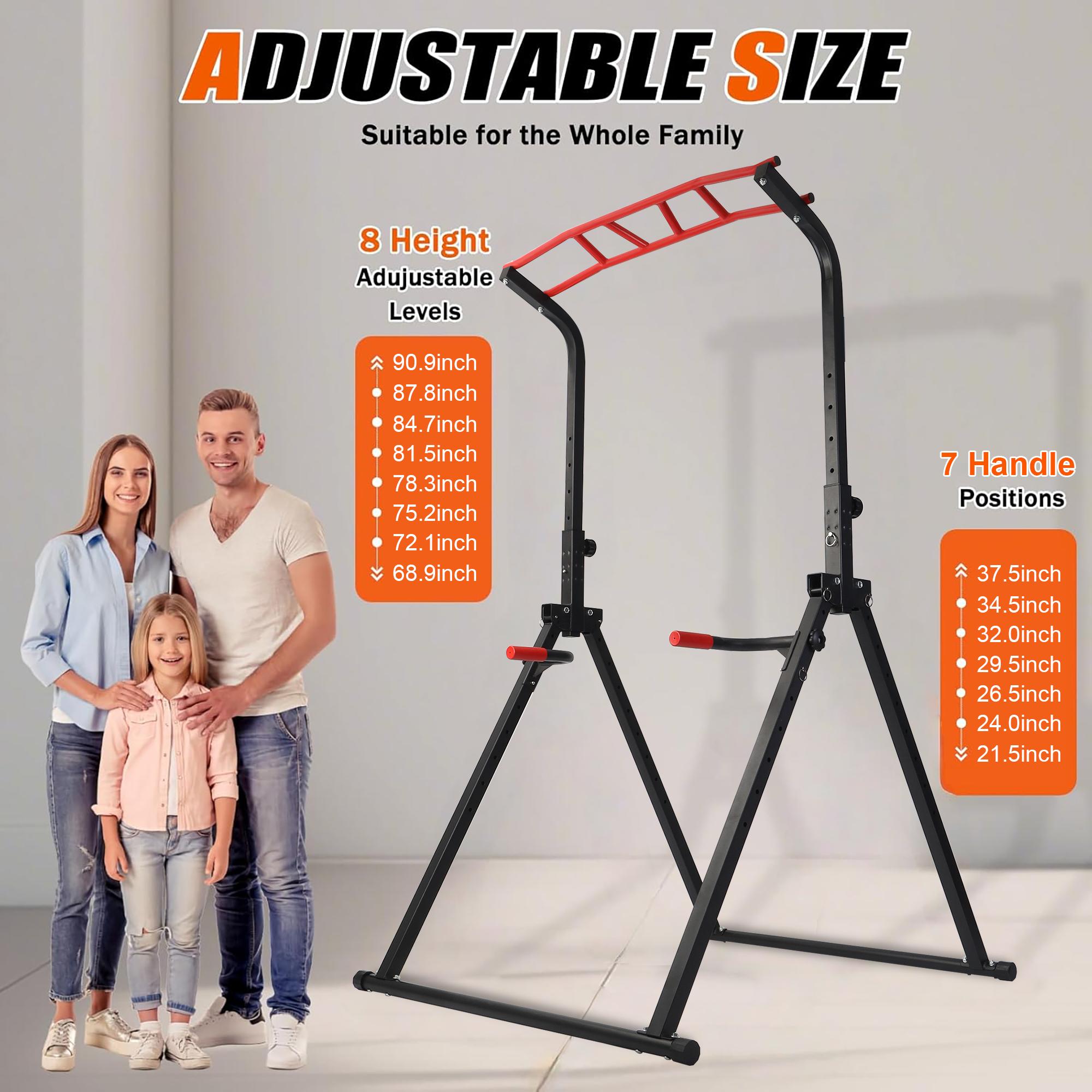 JointlyCreating Foldable Power Tower Pull Up Bar Dip Station Adjustable Multifunction Workout Pull Up Tower Station Gym Back Strength Training Equipment for Home Outdoor Triangular Legs Support 500lbs