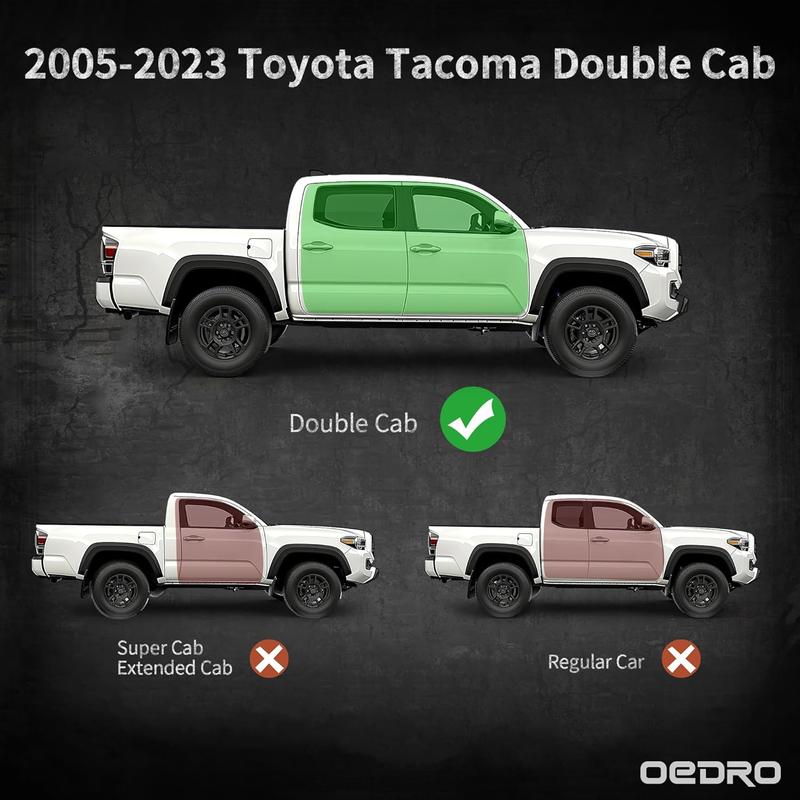 YITAMOTOR Wheel to Wheel Tacoma Running Boards: Compatible with 2005-2023 Double Cab with 4 Full-Size Doors - Bed Access Side Steps with Two Stairs Nerf Bar Car Accessories