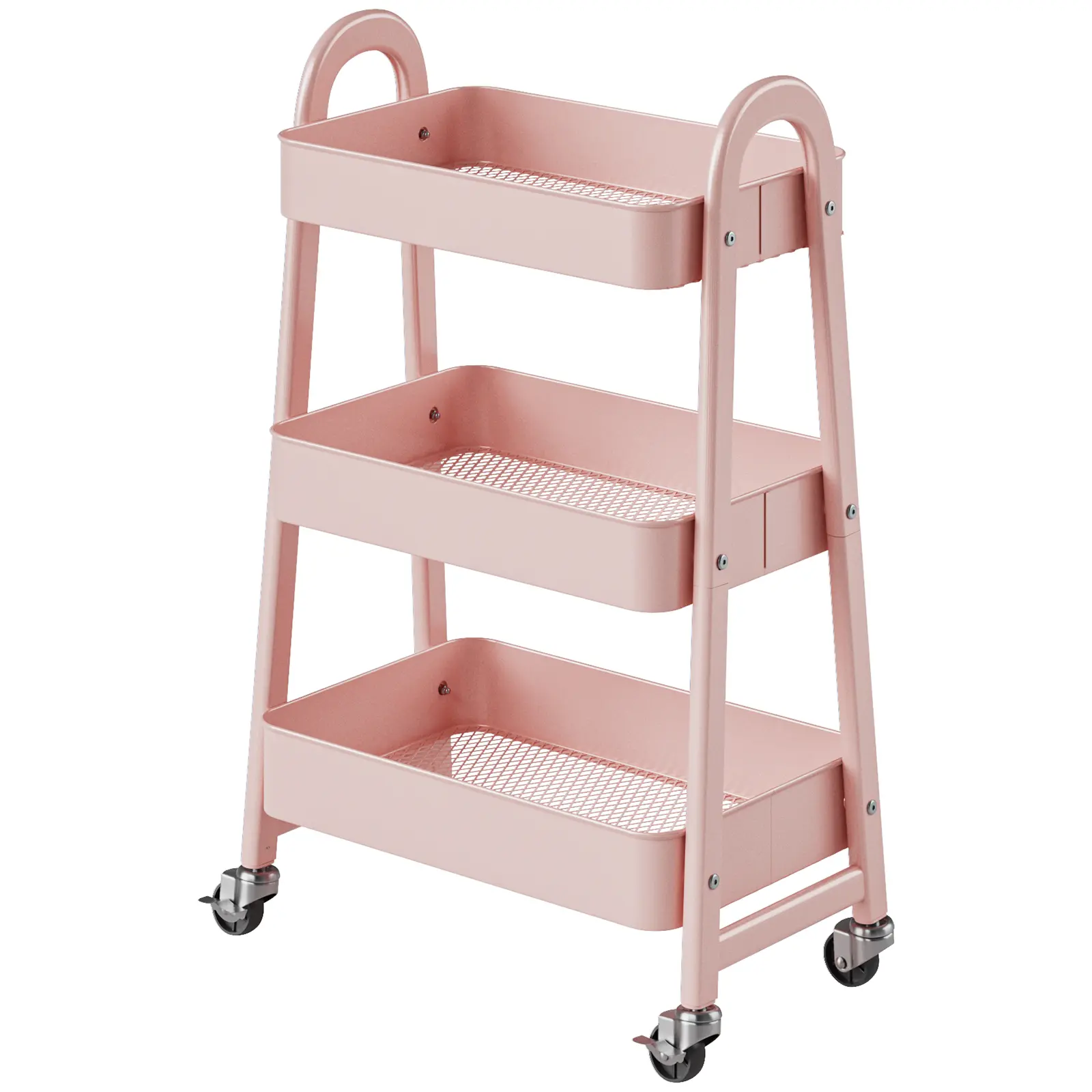 3 Tier Metal Storage Utility Cart with Wheels - Home Organiser, Kitchen Organization Racks, Multilayer Shelf for Narrow Spaces, Rolling Storage Organization Trolley for Kitchen/Bedside Use