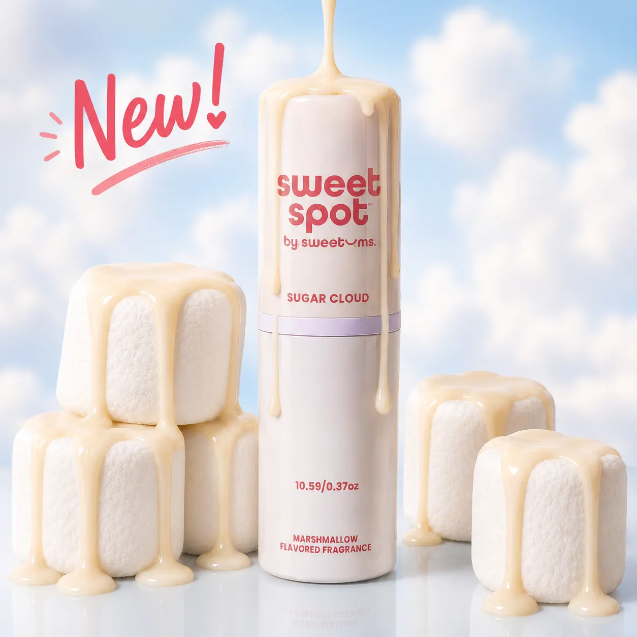 Marshmallow Sugar Cloud Solid Flavored Fragrance by Sweet Spot, Gourmand fragrance, portable fragrance with scent and flavor Captivating Scent Captivating Scent
