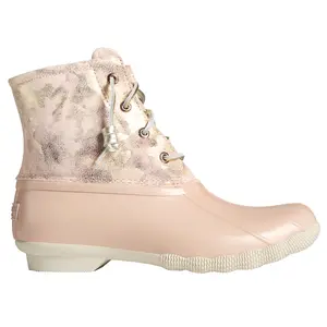 Sperry Womens Saltwater Metallic Camouflage Lace Up Duck Casual Boots Ankle Low Heel 1-2" - Pink
