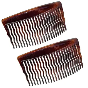 Parcelona French Zig Zag Small Celluloid Acetate 23 Teeth Side Hair Combs(2 Pcs)