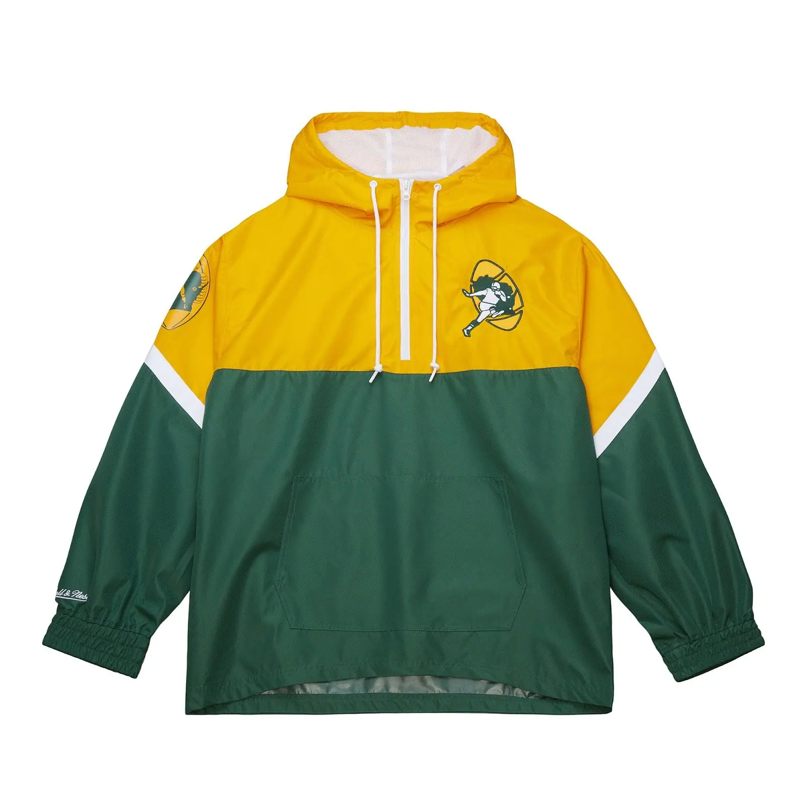 Green Bay Packers Green/Gold Tie Breaker Vintage Lightweight Anorak Quarter-Zip Windbreaker