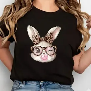 Cute Easter Bunny Tshirt/Sweatshirt/Hoodie, Leopard Print Bunny Hoodie, Classic Rabbit T-Shirt for Easter Lovers, For Men and For Women