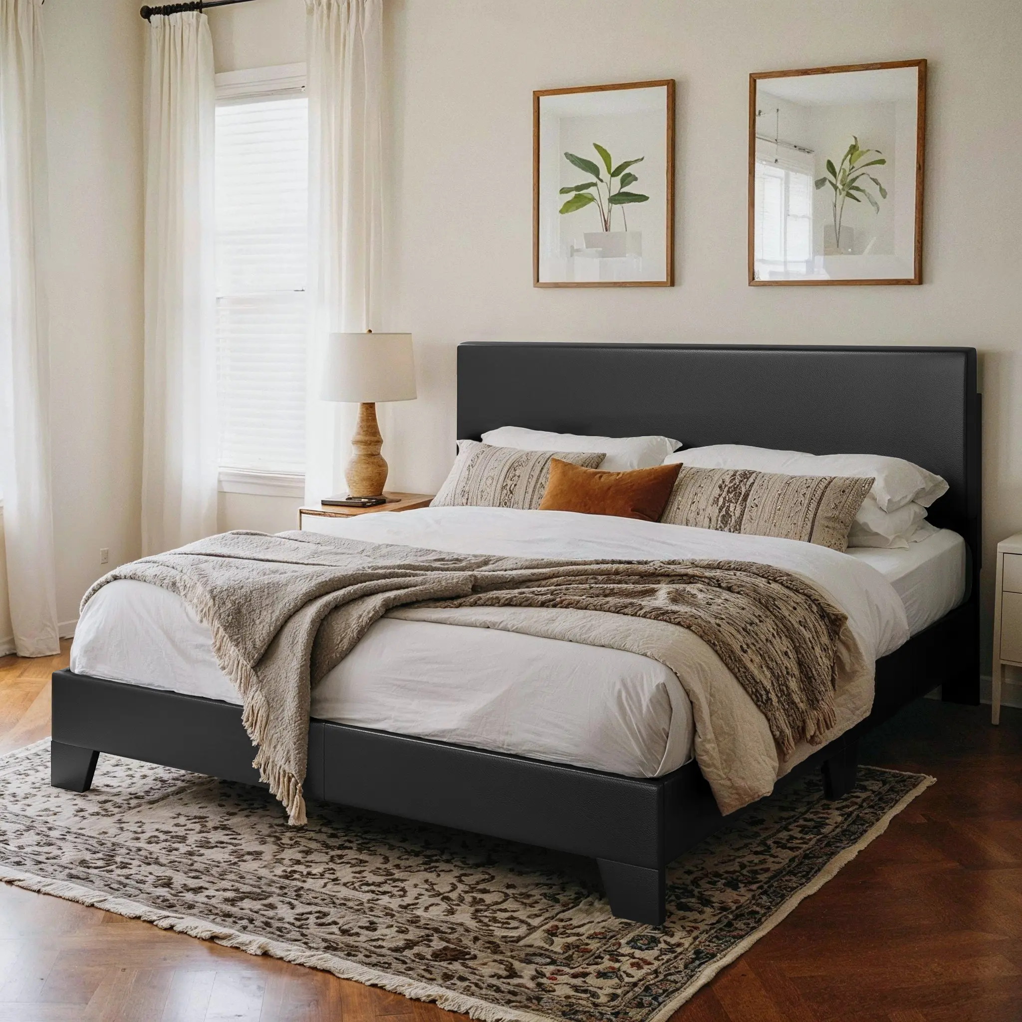 HOOMIC Upholstered Platform Bed Frame【Frame Only No Mattress】,Adjustable Headboard with Solid Wood Structure, Black/Light Grey/Dark Grey/Beige/White,No Box Spring Needed,Full/Queen/King#TikTokShopDealsforYouDays#DealsforYouDays#Summervibes#Summergarden