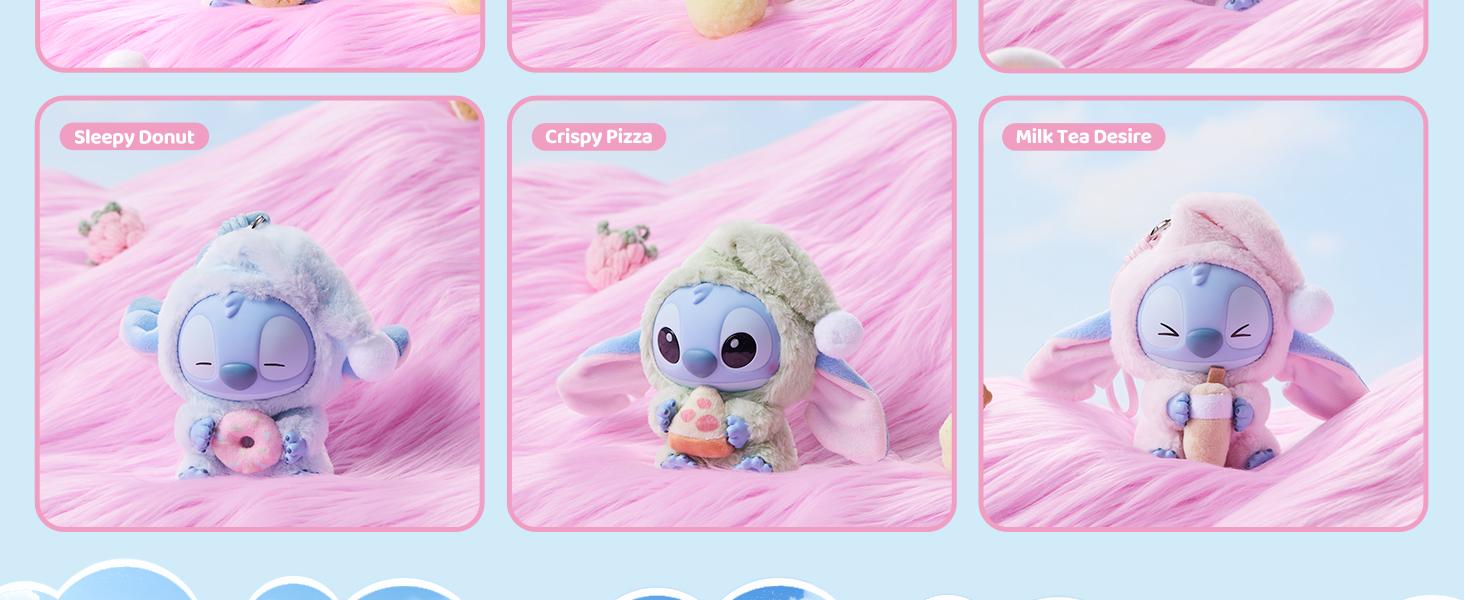 Disney Stitch Themed Plush and Vinyl Keychain Blind Box Must Eat Even When Tired Ideal for Bag Decoration Collecting and Adding a Touch of Whimsy Holiday Gift Birthday Gift