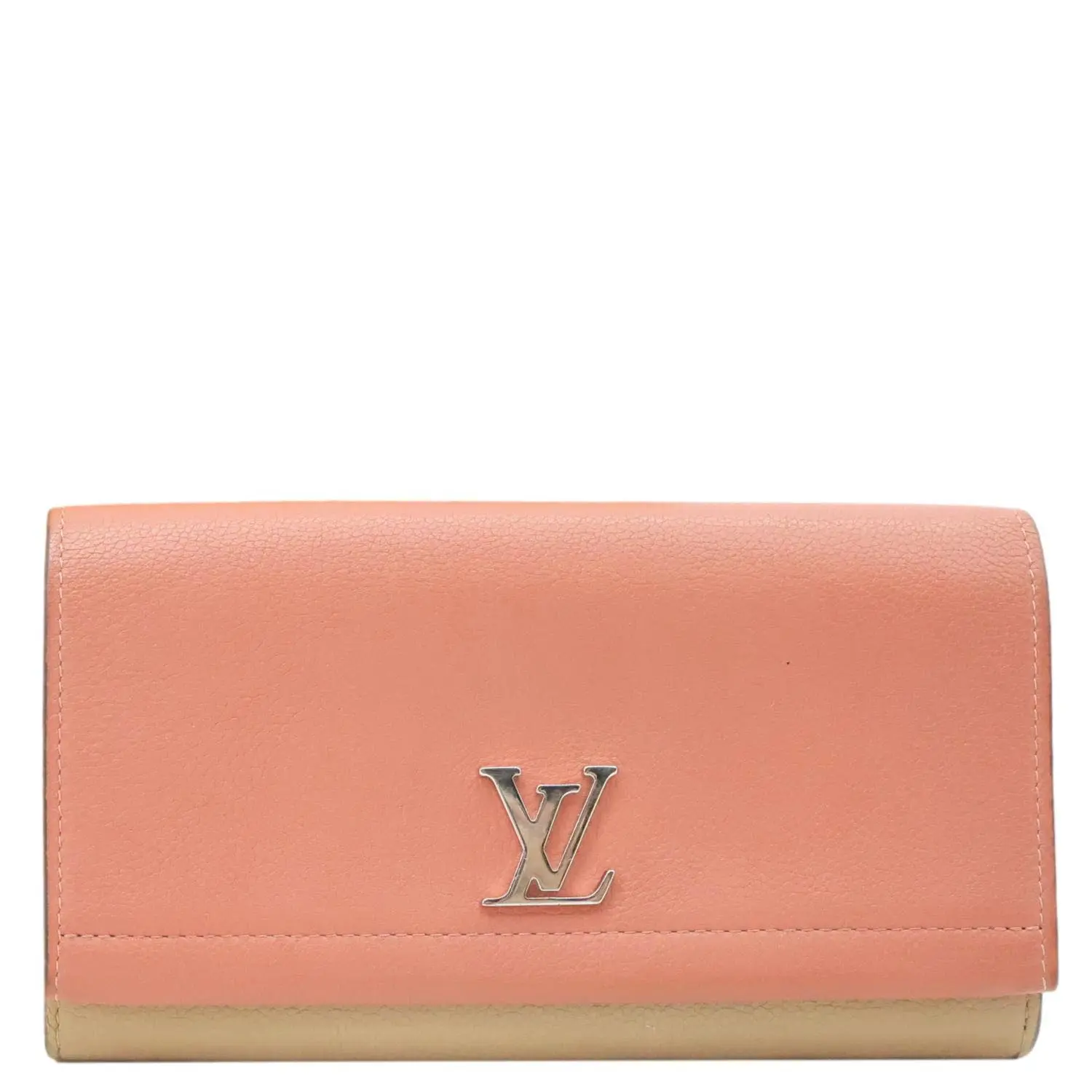 Pre-owned Louis Vuitton Leather Clutches & Wristlets Lockme II Calfskin Wallet Pink