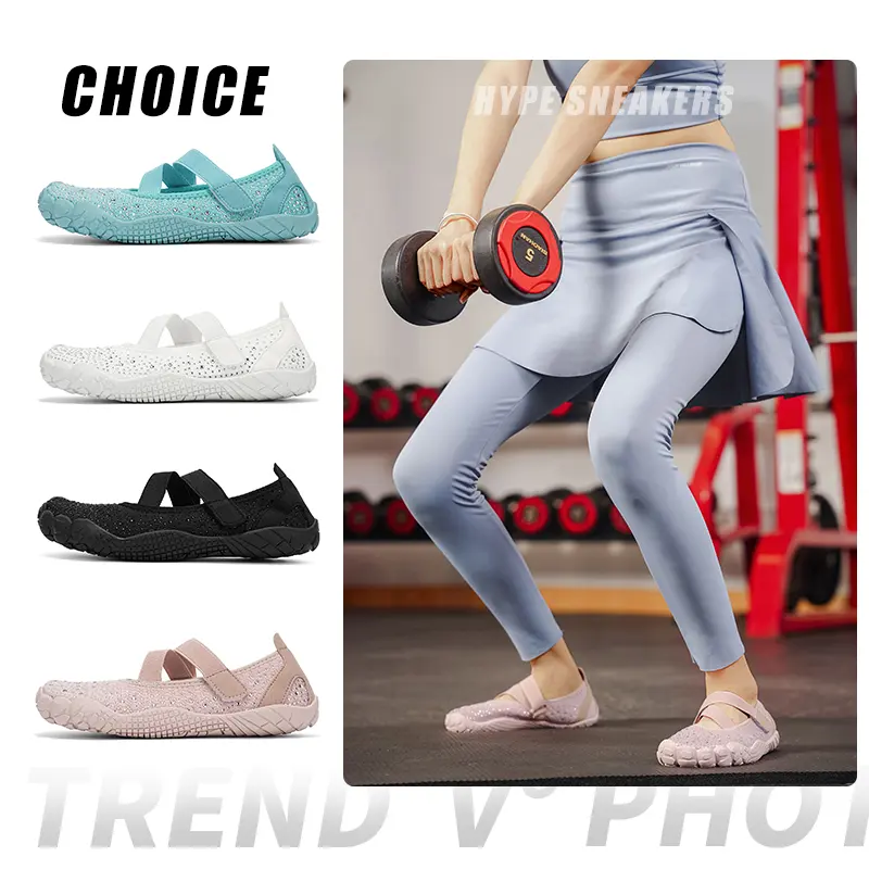 Five Finger Shoes for Women Sneaker Gym Ballet Flats Comfortable Hook and Loop Strap Barefoot Tabi Glove Shoe Anti-Slip