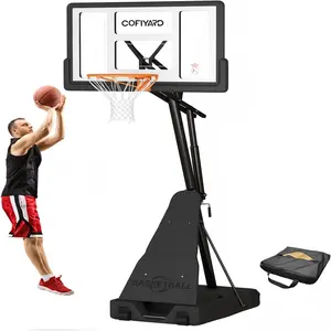 COFIYARD Outdoor Basketball Hoop 44/54-inch Shatterproof Backboard 5.25-10 Feet Height Adjustable Portable System with Wheels Durable for Teens & Adults SpringStatements