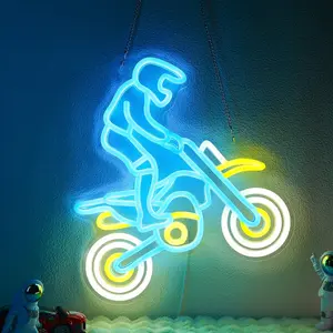 Dirt Bike Neon Signs for Wall Decor, Motercycle Neon Lights for Boys Bedroom Game Room Man Cave Garage Decor, 5V USB Power