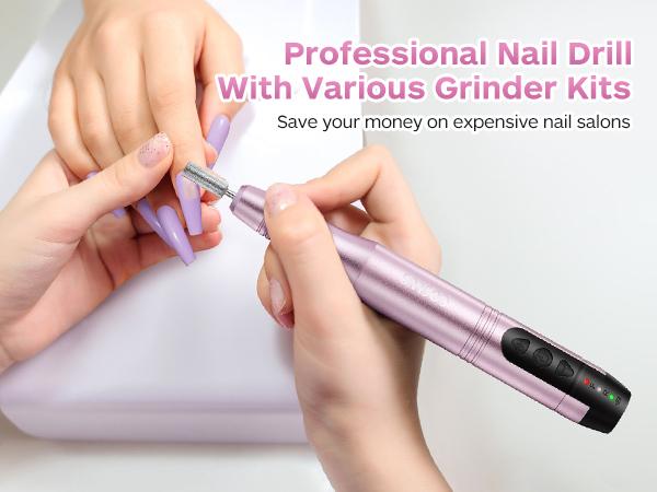 COSLUS C20 Professional Electric Nail Polisher Portable Wireless Rechargeable with 6 Bits & Sanding Bands for Gel Powder Nail Art Low Noise Heat Home Salon Use Springtok Cordless Lightweight Manicure Pedicure Daily