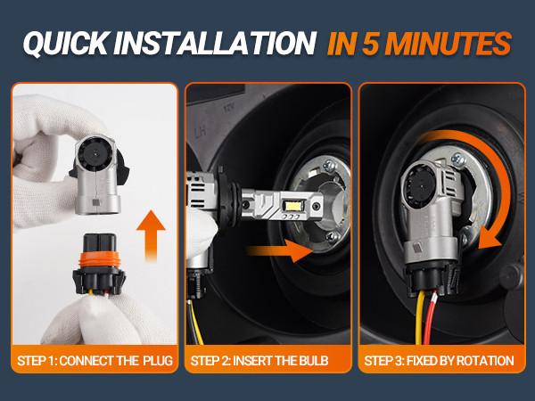 2012 Honda Civic 9006/HB4 80W 6500K White IP68 LED Headlight Bulbs 2PCS SEALIGHT X1S