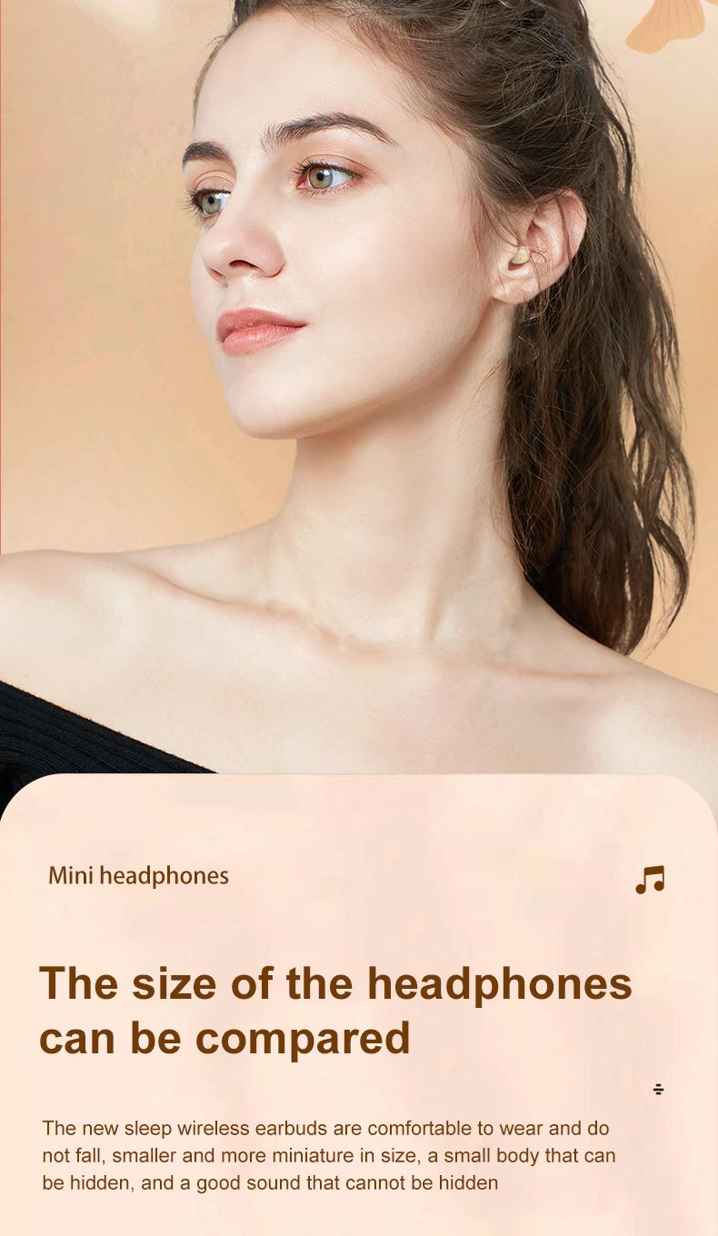 Mini Invisible Bluetooth 5.4 True Wireless Earbuds – Sport Noise Cancelling Gaming Headphones with Hi-Fi Audio, In-Ear Earphones for Music & Calls, Khaki