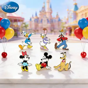 6PCS Disney Mickey Minnie Donald Daisy Goofy Pluto Enamel Pin Set Official Licensed Metal Brooches Ideal Backpack Jacket Decor Disney Collectible Gift