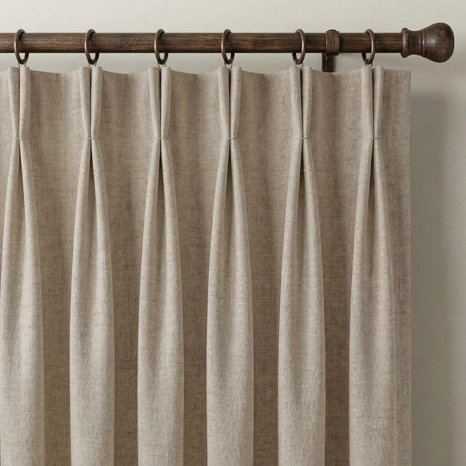 NICETOWN Thick Linen Blend Thermal Curtains, Cozy Sanctuary Decor for Primary Suite, Double-Sided Textured Tailored Look Panels with Hooks and Tiebacks
