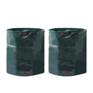 Garden Waste Bag with Frame & Drawstring, Collapsible Waterproof Leaf Bag for Yard Lawn Cleaning, Storage Tote for Leaves Weeds Debris, Green