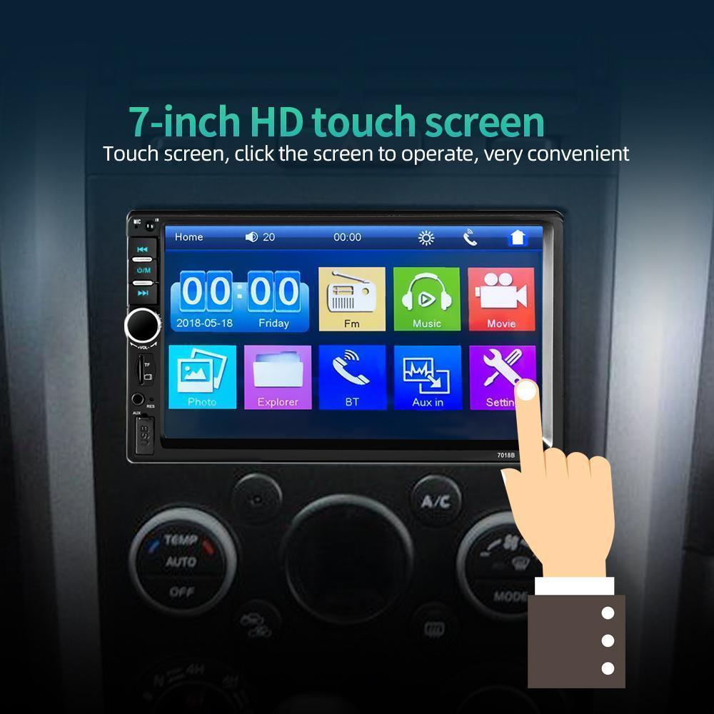 Dual Din Car Audio 7 Inch Touch Screen with Bluetooth Reversing Camera, USB, AUX, Auto Radio, MP5, MP4, MP3, MP3 Player, 12LED Rear Camera