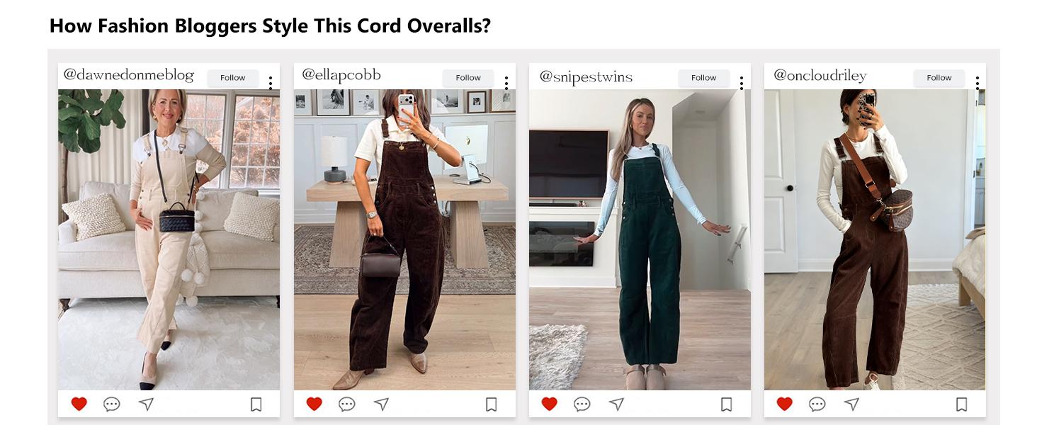 WoodBerry Corduroy Overalls for Women Barrel Wide Leg Bib Corduroy Pants Women Adjustable Romper Jumpsuit with Side Buttons and Pockets for Loose Fit Outfits Womenswear Dungarees