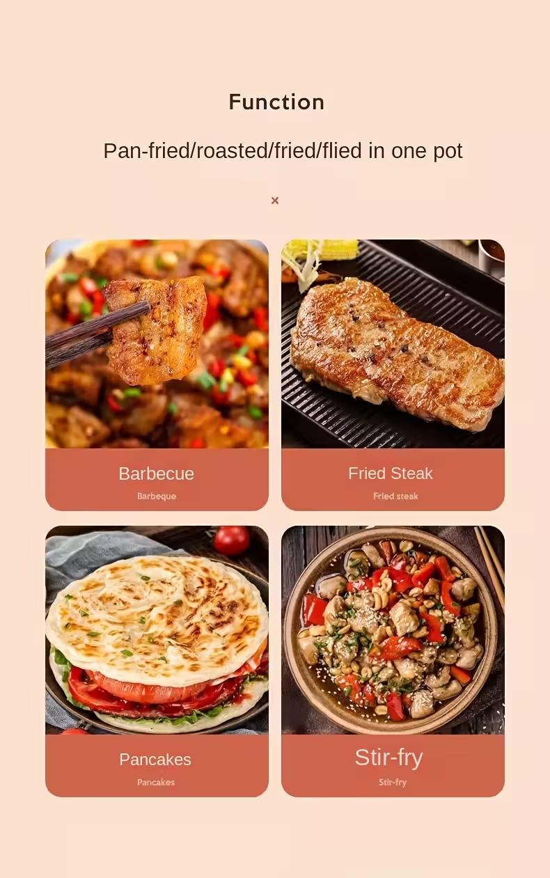 TANLOOK KITCHEN 1500W Portable Electric Korean BBQ Grill Indoor Smokeless Non-stick Grill Pan Adjustable Temperature Control Universal Fry Griddle for Home Cooking