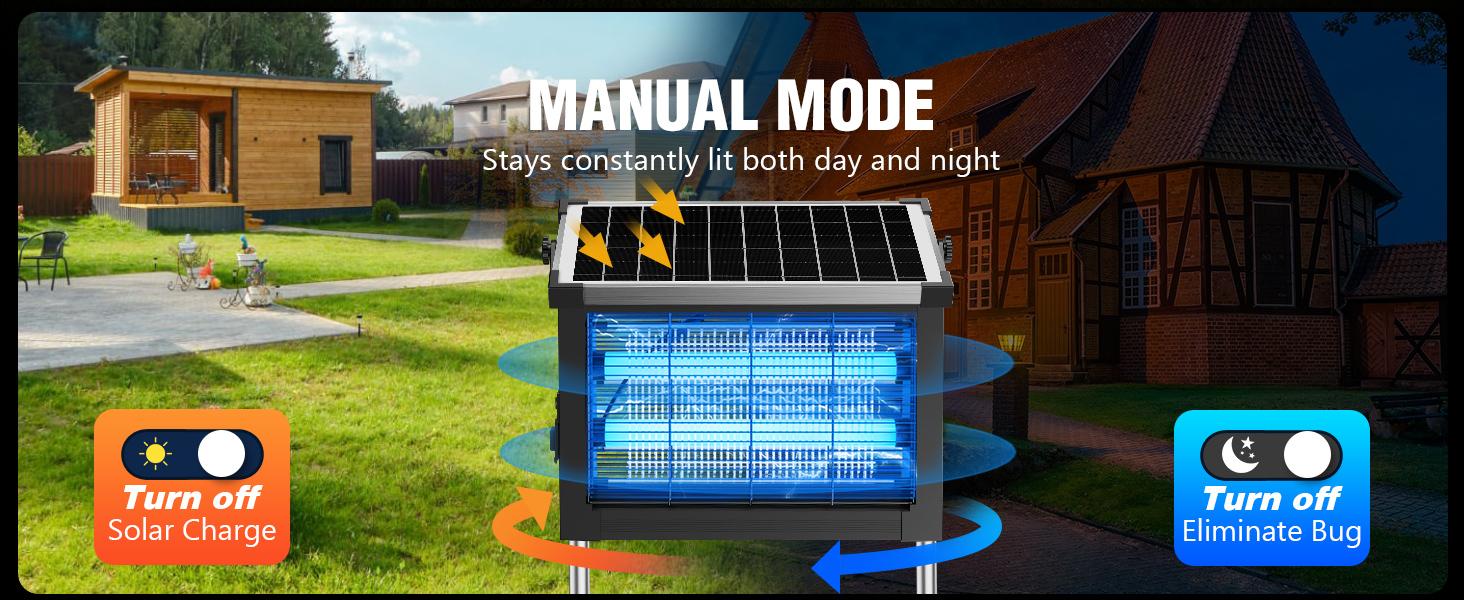 AUKFA Solar Bug Zapper Outdoor, Waterproof Mosquito Zapper Outdoor Solar Powered, 4500V Electric Bug Zapper Indoor w/Smart Light Sensor, Mosquito Trap Fly Zapper for Patio Kitchen Garage Yard Camping