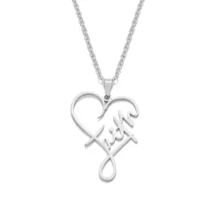 Silver Necklace Heart Of Faith Pendant