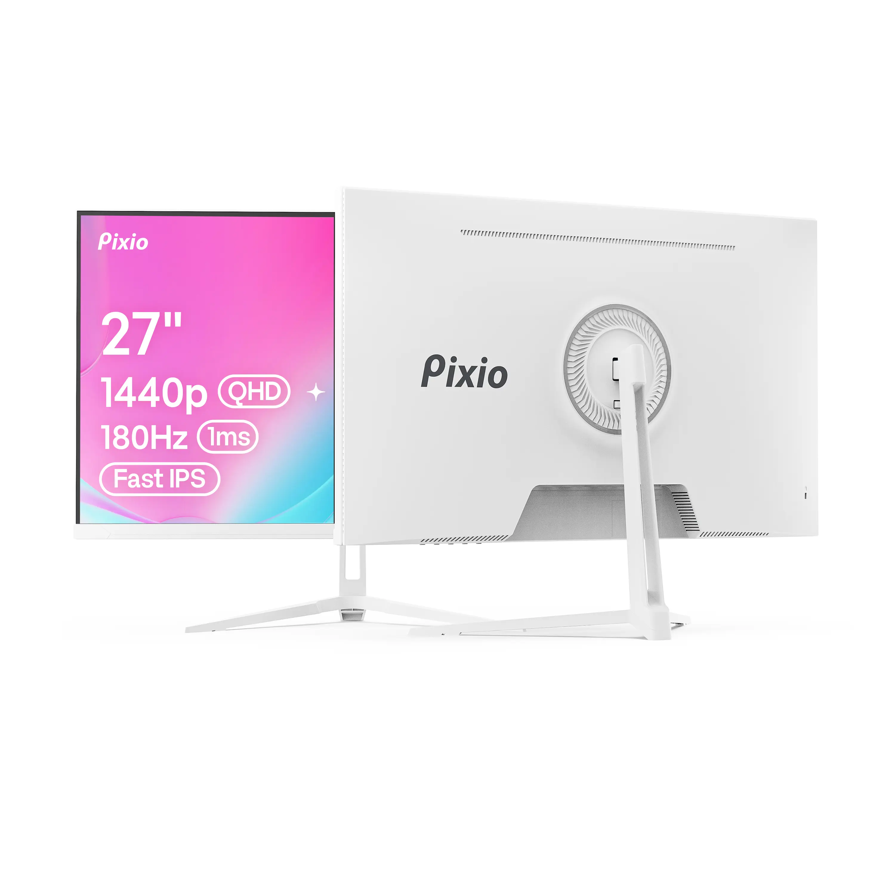 Pixio PX278 Wave Gaming Monitor - 27in Flat QHD 1440p Fast IPS Monitor for PC Gaming, 180Hz Refresh Rate, 1ms GTG Response Time, Adaptive Sync FreeSync, PC Desktop & Laptop Component