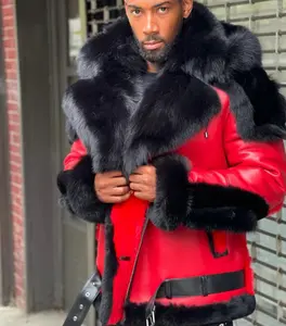 Red Men's Fur Collar Jacket