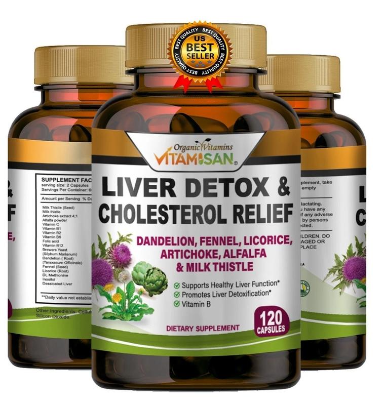 Liver Cleanse & Detox Support Supplement 1600mg with 120 caps + Milk Thistle