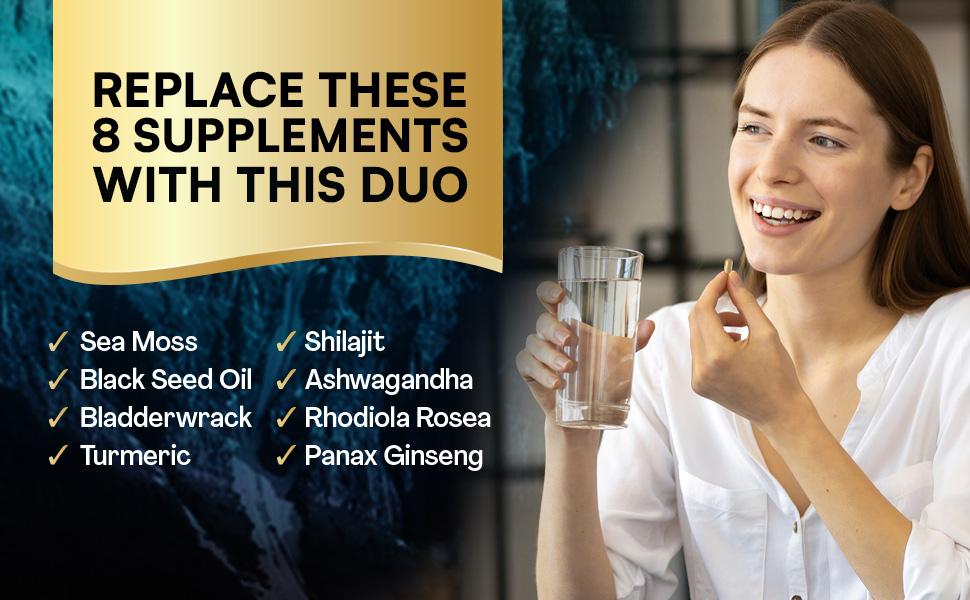 PARROX Dynamic Vitality Bundle - Sea Moss & Shilajit Supplements - All-in-One Multivitamin Combo with Extra Strength Ingredients - MADE IN USA