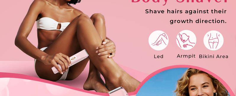 Dual Head Bikini Shaver for Women, Painless 2-in-1 Electric Body Hair Remover, Viral Portable Precision Water Proof Trimmer for Sensitive Areas, Rechargeable Mini Razor for Smooth Skin