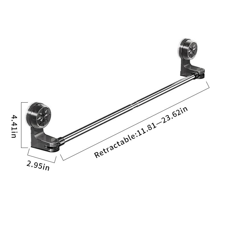 Stainless Steel Suction Cup Towel Rack No-Drill Adjustable Bathroom Kitchen Storage Shelf Toilet Bath Slipper Rack Shower Curtain Rod