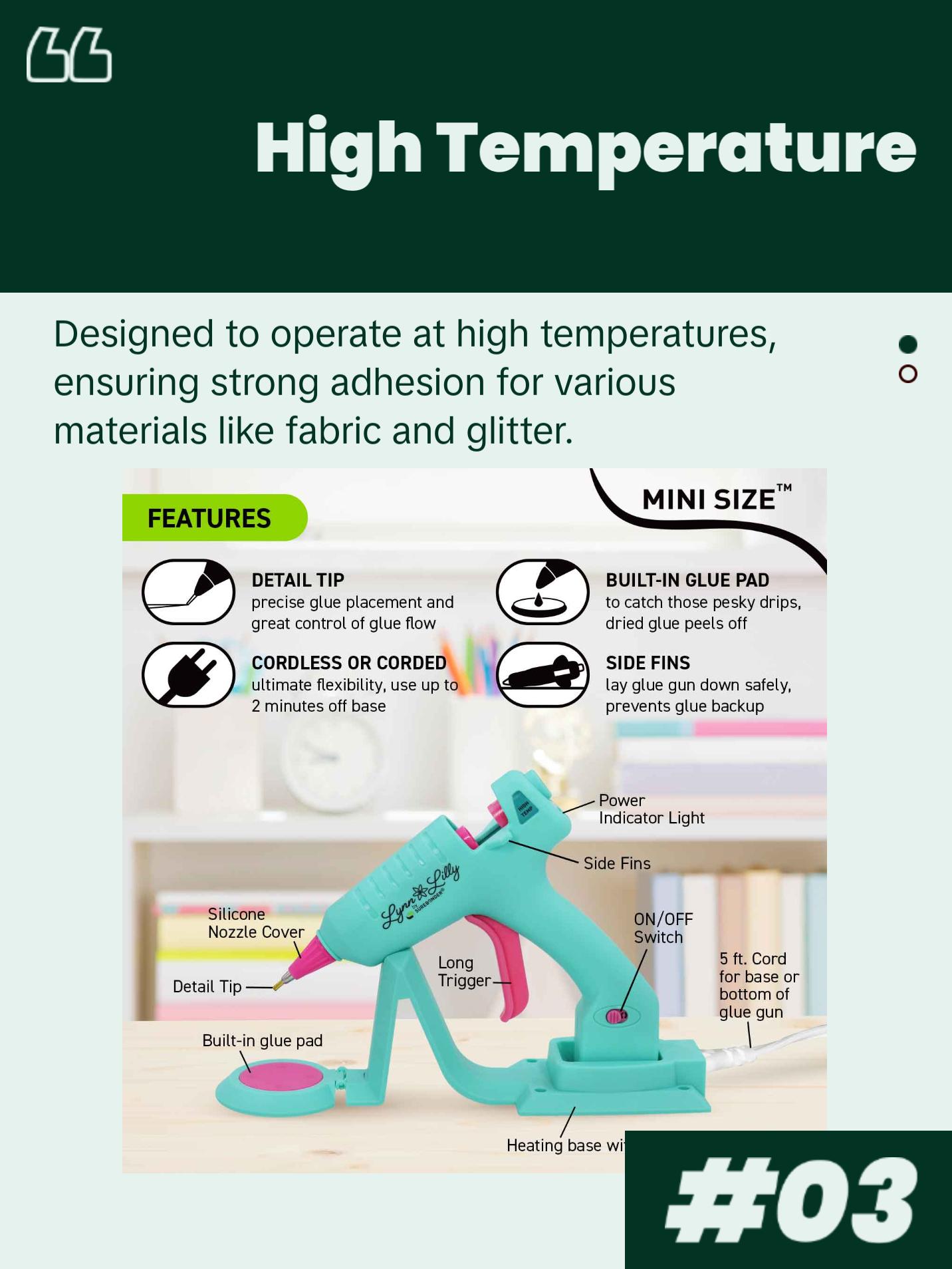 Surebonder x Lynn Lilly Edition Cordless/Corded Detail Tip Mini Glue Gun Kit with All Purpose, Color, Glitter, and Fabric Glue Sticks