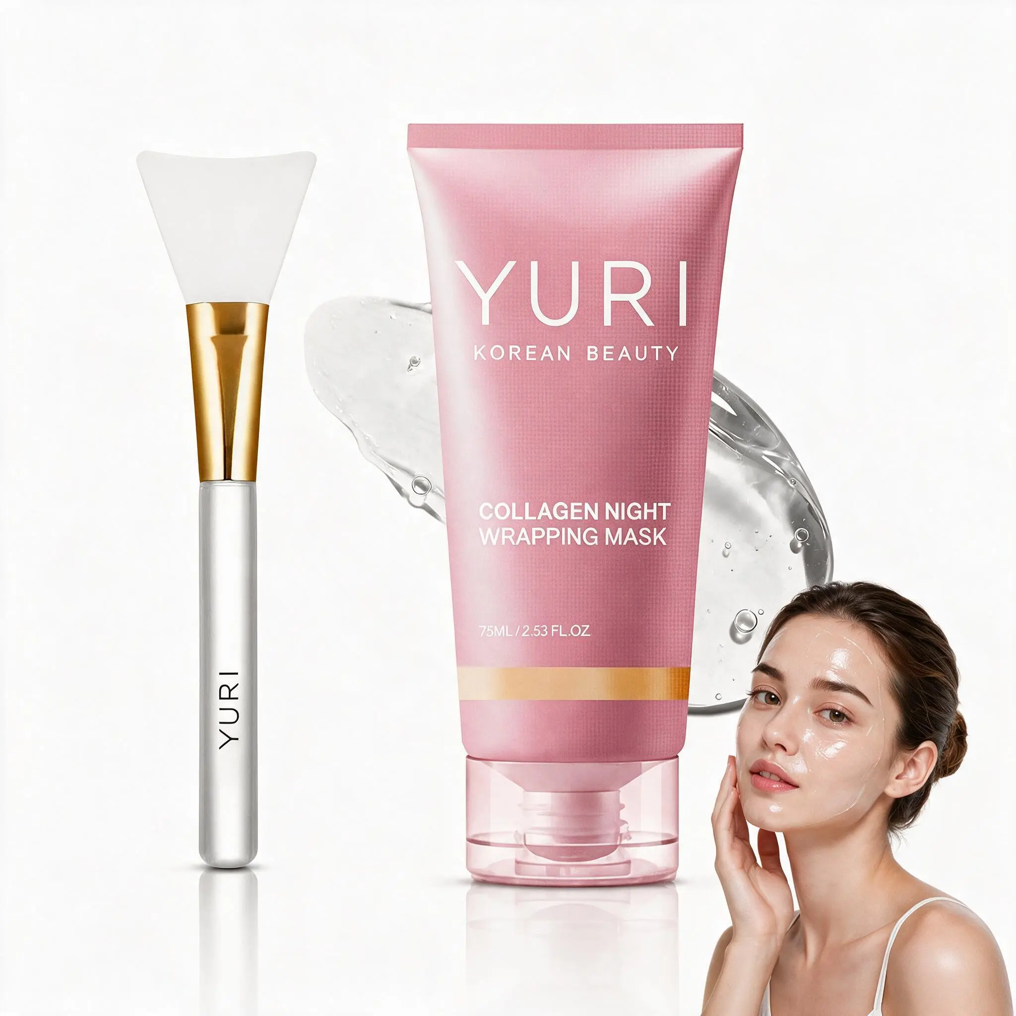 YURI Collagen face mask -Anti-Aging Collagen Infusion Mask, Overnight Collagen Face Mask Easy Peel Off Facial Mask Skin Care Night Mask, Reduce Fine Lines Dullness, Anti-Aging Skin Car