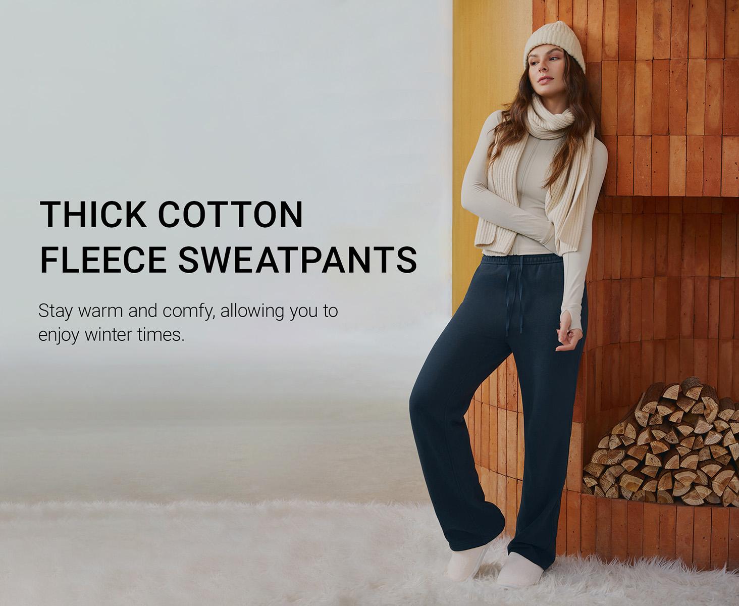 CRZ YOGA Cotton Fleece Lined Sweatpants Women Straight Leg Casual Lounge Sweat Pants for Women