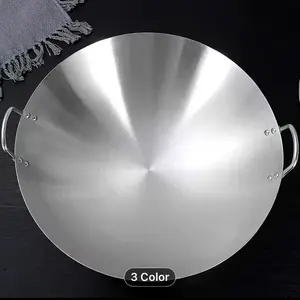 Heavy-duty Stainless Steel Wok And Frying Pan, Professional Home Kitchen Cookware with A Non-stick Surface, Suitable for Gas, Induction, And Electric Stovetops, And Easy to Clean. Perfect for Stir-frying And Boiling. Ergonomic Handle Design.