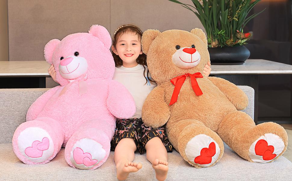 SNOWOLF 43" Giant Teddy Bear Big Stuffed Animal Bears with Red Love Heart Cuddly Soft Large Plush Toy for Kids Girlfriend Valentine's Baby Shower Multicoloured SNOWOLF 43" Giant Teddy Bear Big Stuffed Animal Bears with Red Love Heart Cuddly Soft Large Plush Toy for Kids Girlfriend Valentine's Baby Shower Multicoloured